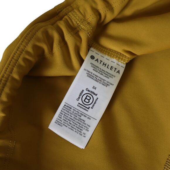 Athleta Womens Ultimate Stash Pocket 7/8 Tight Plus Size 3X Mustard Yellow Gym - Picture 6 of 11